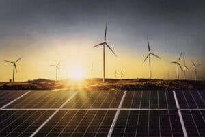 solar panels with wind turbine